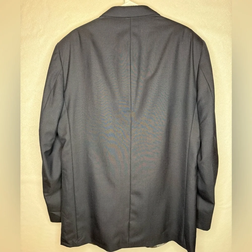 Oscar De La Renta Deep Navy Sport Coat Jacket Blazer 100% Wool 2 Button Size 44L